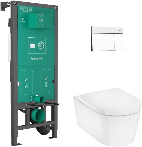 Hansgrohe EluPura S WC Komple Set, iFrame üniversal gömme rezervuar ve iFrame Element E gömme rezervuar paneliyle birlikte - 60303700 - HANSGROHE