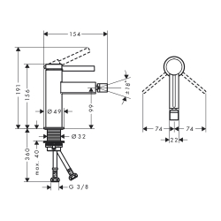 HansGrohe Finoris Tek Kollu Bide Bataryası Bas - Aç Gider Seti İle - 76200670 - 2