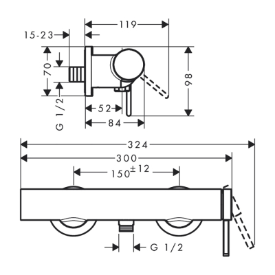 HansGrohe Finoris Tek Kollu Duş Bataryası Aplike Montaj - 76620670 - 2