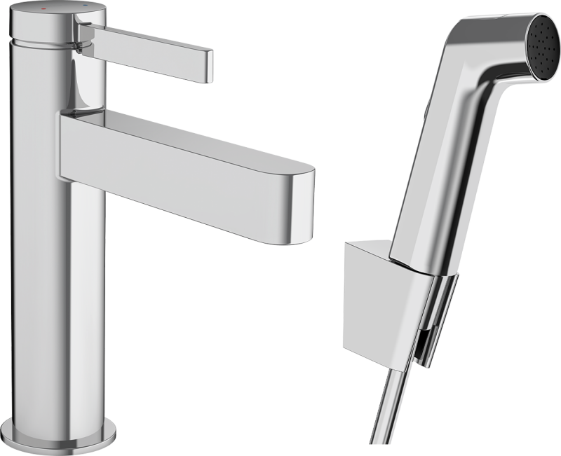 HansGrohe Finoris Tek Kollu Lavabo Bataryası 110, Bidette El Duşu Ve 160 Cm Duş Hortumu İle - 76210000 - 1