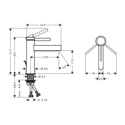 HansGrohe Finoris Tek Kollu Lavabo Bataryası 110 Kumandalı - 76020000 - 2