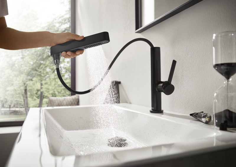 HansGrohe Finoris Tek Kollu Lavabo Bataryası 230, Çekilebilir El Duşu, 2Jet Ve Bas - Aç Gider Seti İle - 76063670 - 1
