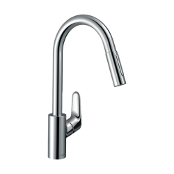 HansGrohe Focus M41 Tek Kollu Eviye Bataryası 240, Çekilebilir El Duşu, 2Jet - 31815000 