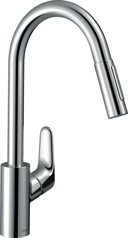 HansGrohe Focus M41 Tek Kollu Eviye Bataryası 240, Çekilebilir El Duşu, 2Jet - 31815000 - 1