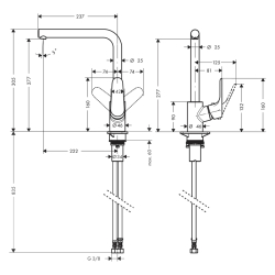 HansGrohe Focus M41 Tek Kollu Eviye Bataryası 280, 1Jet - 31817000 - 2