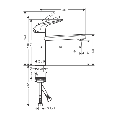 HansGrohe Focus M42 Tek Kollu Eviye Bataryası 120, Coolstart, Eco, 1Jet - 71864000 - 2