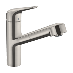 HansGrohe Focus M42 Tek Kollu Eviye Bataryası 150, Çekilebilir Gaga, 1Jet - 71814800 - 1