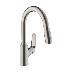 HansGrohe Focus M42 Tek Kollu Eviye Bataryası 180, Çekilebilir El Duşu, 2Jet - 71801800 - 1