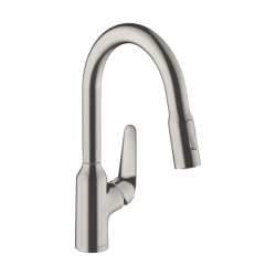 HansGrohe Focus M42 Tek Kollu Eviye Bataryası 180, Çekilebilir El Duşu, 2Jet, Sbox - 71821800 - 1