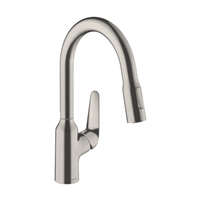 HansGrohe Focus M42 Tek Kollu Eviye Bataryası 180, Çekilebilir El Duşu, 2Jet, Sbox - 71821800 - 1