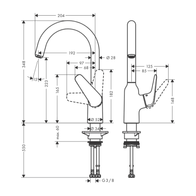 HansGrohe Focus M42 Tek Kollu Eviye Bataryası 220, 1Jet - 71802800 - 2