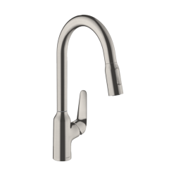 HansGrohe Focus M42 Tek Kollu Eviye Bataryası 220, Çekilebilir El Duşu, 2Jet, Sbox - 71820800 - 1