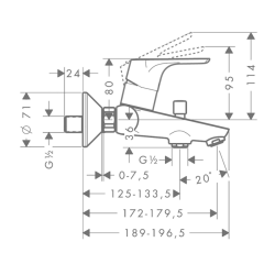 HansGrohe Focus Tek Kollu Banyo Bataryası Aplike, 2 Akış Miktarı İle - 31948000 - 2