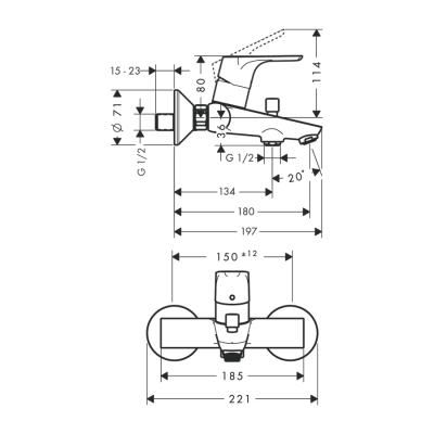 HansGrohe Focus Tek Kollu Banyo Bataryası Aplike - 31940000 - 2