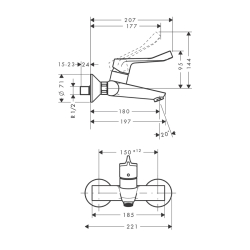 HansGrohe Focus Tek Kollu Lavabo Bataryası Aplike, Ekstra Uzun Volan İle - 31913000 - 2