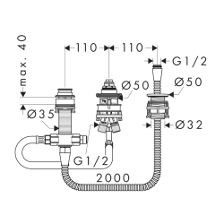 HansGrohe İç Set 3 Delikli Tek Kollu Küvet Kenarı Banyo Bataryası İçin - 13439180 - 2