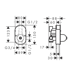 HansGrohe İç Set Tek Kollu Banyo Bataryası, Ankastre Montaj İçin - 31741180 - 2