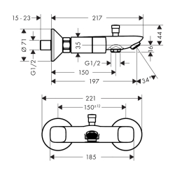 HansGrohe Logis 2 - Volanlı Banyo Bataryası Aplike - 71243000 - 2