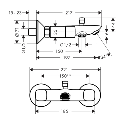 HansGrohe Logis 2 - Volanlı Banyo Bataryası Aplike - 71243000 - 2