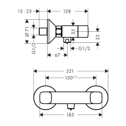 HansGrohe Logis 2 - Volanlı Duş Bataryası Aplike - 71263000 - 2