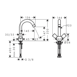 HansGrohe Logis 2 - Volanlı Lavabo Bataryası 150 Kumandasız - 71221000 - 2