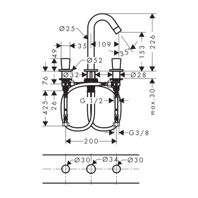 HansGrohe Logis 3 - Delikli Lavabo Bataryası 150 Kumandalı - 71133000 - 2