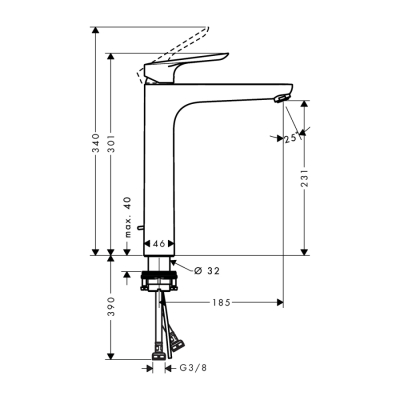 HansGrohe Logis E Tek Kollu Lavabo Bataryası 230 Kumandalı - 71179000 - 2