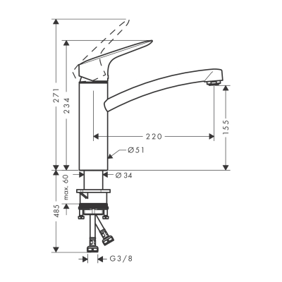 HansGrohe Logis M31 Tek Kollu Eviye Bataryası 160, 1Jet - 71832000 - 2