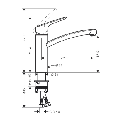 HansGrohe Logis M31 Tek Kollu Eviye Bataryası 160, Coolstart, Ecosmart, 1Jet - 71839000 - 2