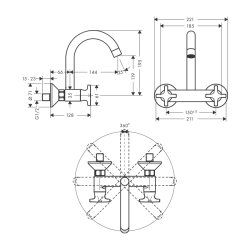 HansGrohe Logis M32 2 - Volanlı Eviye Bataryası Duvardan, Uzun Gaga, 1Jet - 71286000 - 2