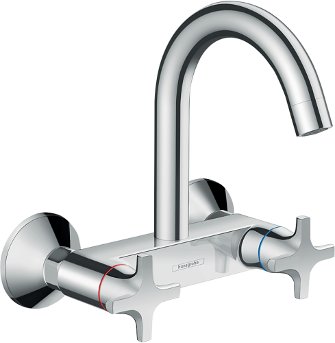 HansGrohe Logis M32 2 - Volanlı Eviye Bataryası Duvardan, Uzun Gaga, 1Jet - 71286000 - 1