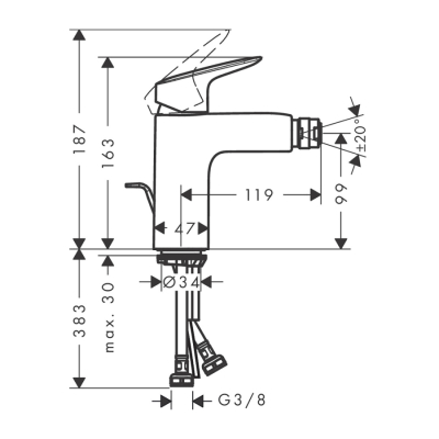 HansGrohe Logis Tek Kollu Bide Bataryası 100 Kumandalı - 71200000 - 2