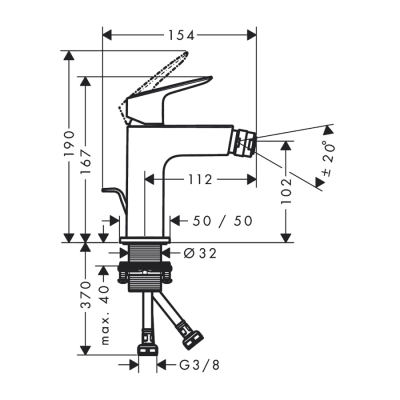 HansGrohe Logis Tek Kollu Bide Bataryası110 Fine Kumandalı - 71201000 - 2