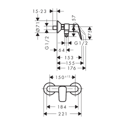 HansGrohe Logis Tek Kollu Duş Bataryası Aplike, 2 Akış Miktarı İle - 71601000 - 2