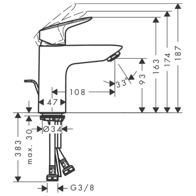 HansGrohe Logis Tek Kollu Lavabo Bataryası 100 Kumandalı, 2 Akışlı - 71105000 - 2