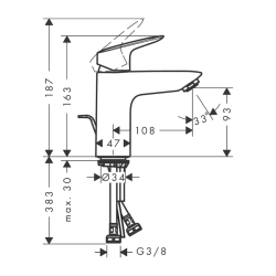 HansGrohe Logis Tek Kollu Lavabo Bataryası 100 Metal Kumandalı - 71171000 - 2