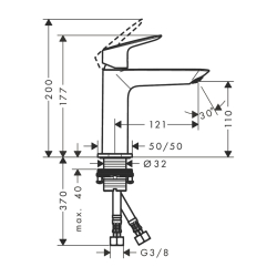 HansGrohe Logis Tek Kollu Lavabo Bataryası 110 Fine Bas - Aç Gider Seti İle - 71252000 - 2