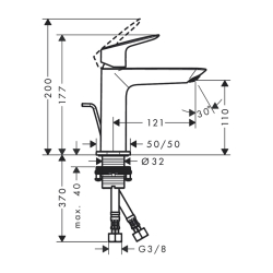 HansGrohe Logis Tek Kollu Lavabo Bataryası 110 Fine Coolstart Kumandalı - 71254000 - 2