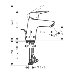 HansGrohe Logis Tek Kollu Lavabo Bataryası 70 Düşük Debi, Kumandalı - 71078000 - 2