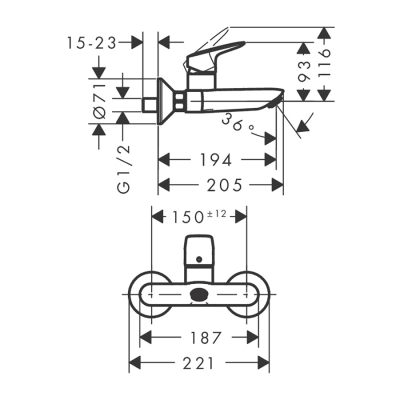 HansGrohe Logis Tek Kollu Lavabo Bataryası Aplike, Duvara Monte - 71225000 - 2