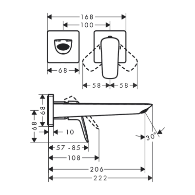 HansGrohe Logis Tek Kollu Lavabo Bataryası Fine Ankastre Duvara Monte 20,5 Cm Gaga İle - 71256000 - 2