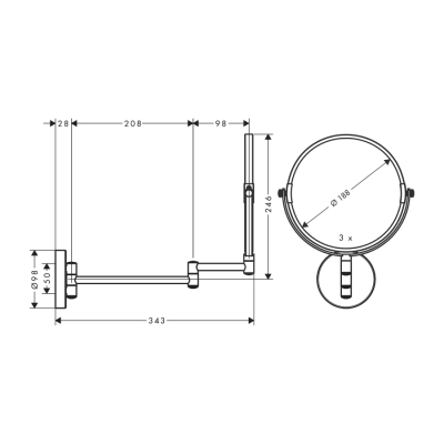 HansGrohe Logis Universal Makyaj Aynası - 73561000 - 2