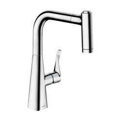 HansGrohe Metris M71 Tek Kollu Eviye Bataryası 220, Çekilebilir El Duşu, 2Jet, Sbox - 73800000 - 1