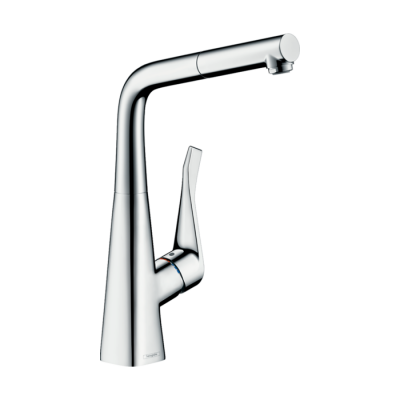 HansGrohe Metris M71 Tek Kollu Eviye Bataryası 320, Çekilebilir Gaga, 1Jet - 14821000 - 1