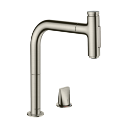 HansGrohe Metris Select M71 2 - Delikli Eviye Bataryası, Çekilebilir El Duşu İle - 73819800 - HANSGROHE