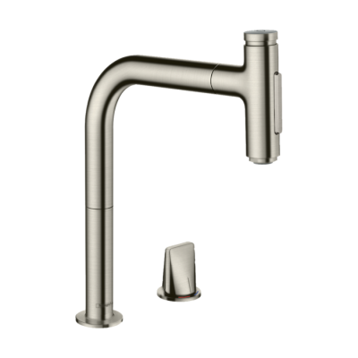 HansGrohe Metris Select M71 2 - Delikli Eviye Bataryası, Çekilebilir El Duşu İle - 73819800 - 1