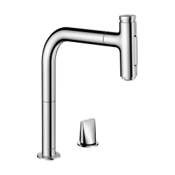 HansGrohe Metris Select M71 2 - Delikli Tek Kollu Eviye Bataryası 200, Çekilebilir El Duşu, 2Jet, Sbox - 73818000 