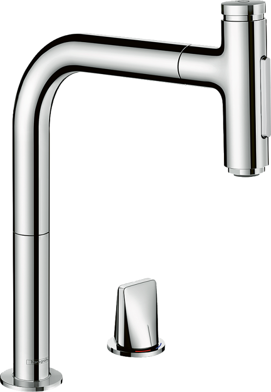 HansGrohe Metris Select M71 2 - Delikli Tek Kollu Eviye Bataryası 200, Çekilebilir El Duşu, 2Jet, Sbox - 73818000 - 1
