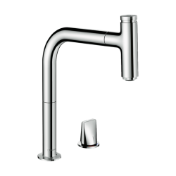 HansGrohe Metris Select M71 2 - Delikli Tek Kollu Eviye Bataryası 200, Çekilebilir Gaga, 1Jet, Sbox - 73804000 - 1