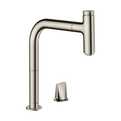 HansGrohe Metris Select M71 2 - Delikli Tek Kollu Eviye Bataryası 200, Çekilebilir Gaga, 1Jet, Sbox - 73804800 - 1